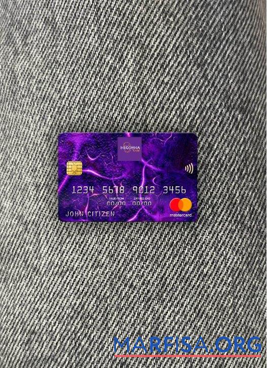 Printable Laos Indochina Bank mastercard photolook front sample